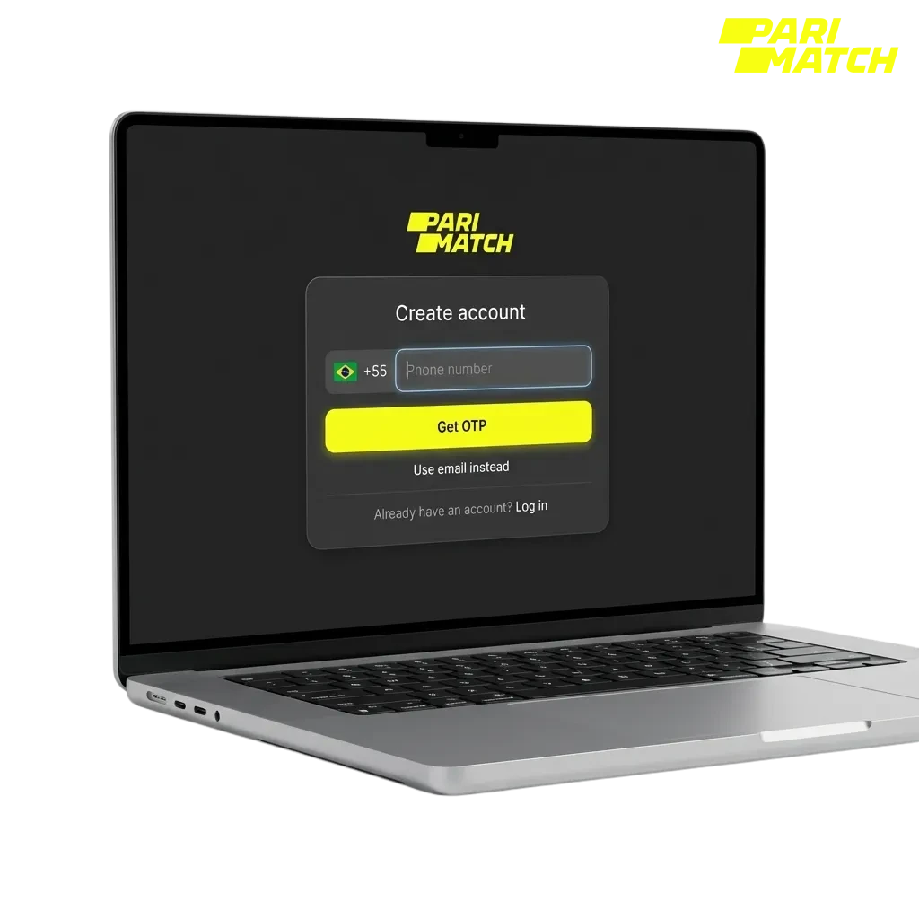 Banner da Parimatch no Brasil destacando cadastro rápido, bônus de até 510% e 300 giros grátis para cassino e apostas