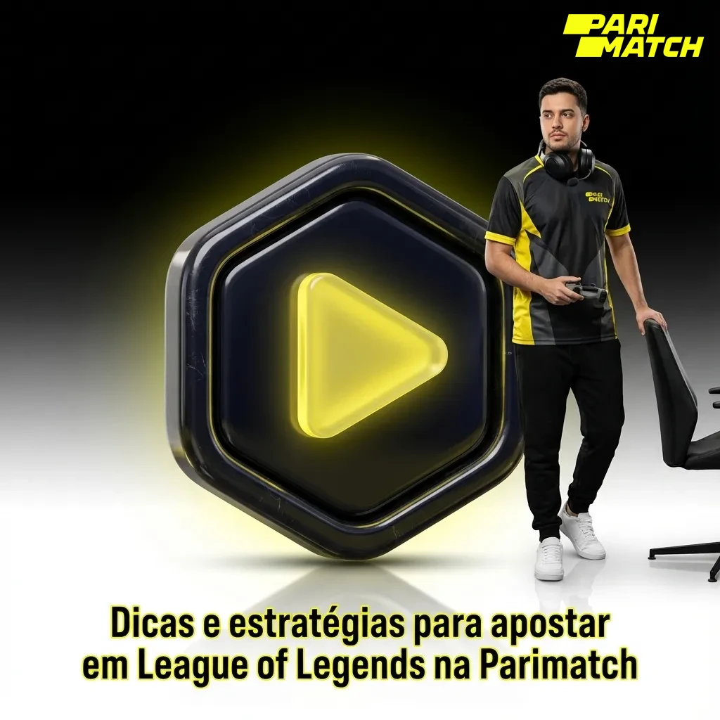 Ilustração de jogador analisando estatísticas de League of Legends para apostar na plataforma Parimatch
