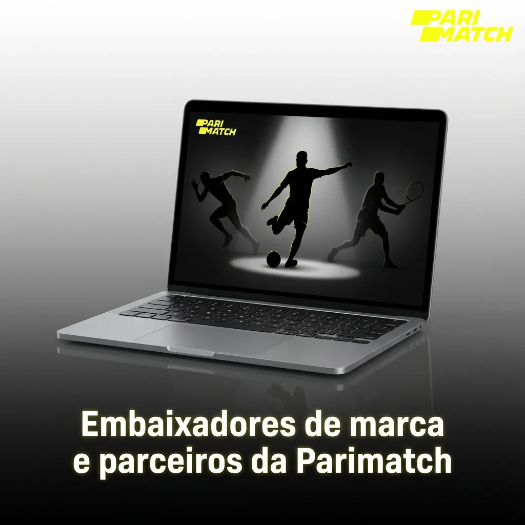 Painel com atletas, clubes de futebol, lutadores de MMA e equipes de eSports representando parcerias da Parimatch