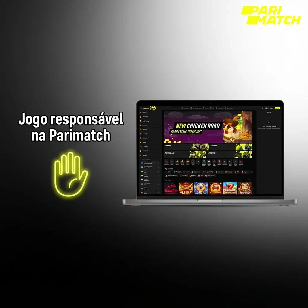 Banner da Parimatch destacando mensagem de jogo responsável e dicas para apostar com controle e segurança