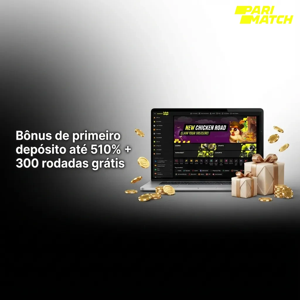 Banner de cassino anuncia bônus de primeiro depósito até 510% + 300 rodadas grátis para novos jogadores