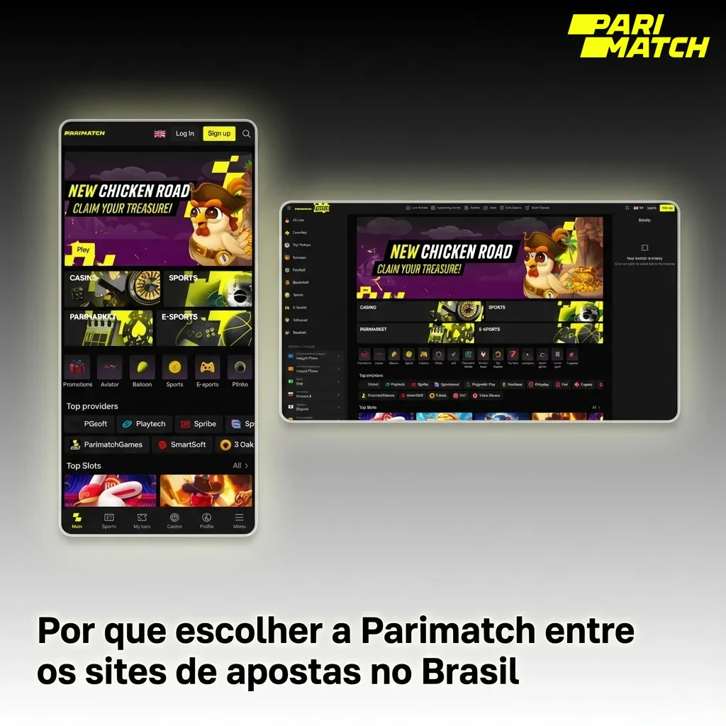 Banner da Parimatch no Brasil com destaque para apostas esportivas, cassino online, bônus e segurança para apostadores