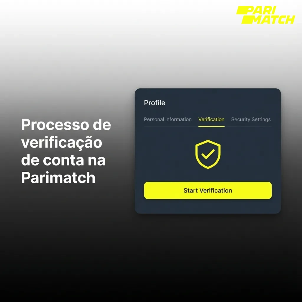 Ilustração do processo de verificação de conta na Parimatch com etapas e ícones de segurança e documentos