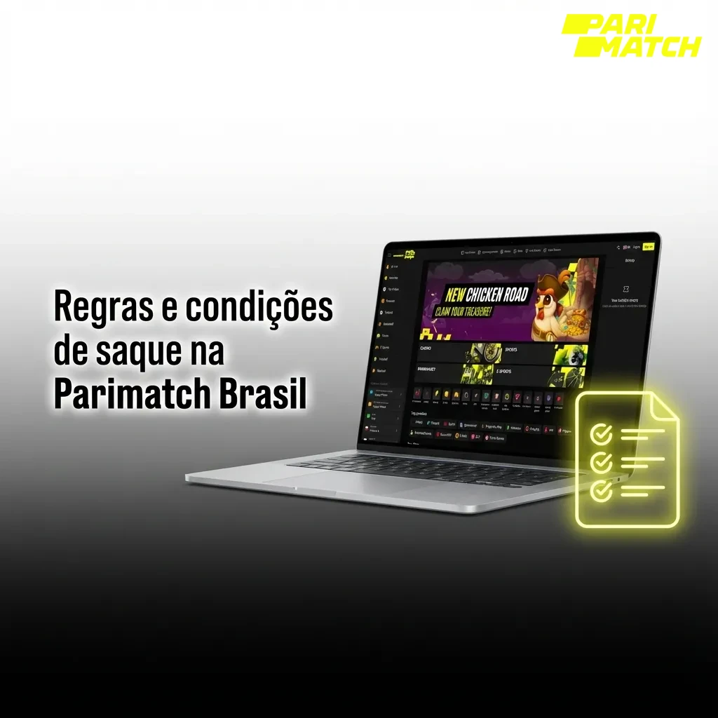 Tela da Parimatch Brasil exibindo regras de saque, verificação KYC, limites, bônus e rota de pagamento